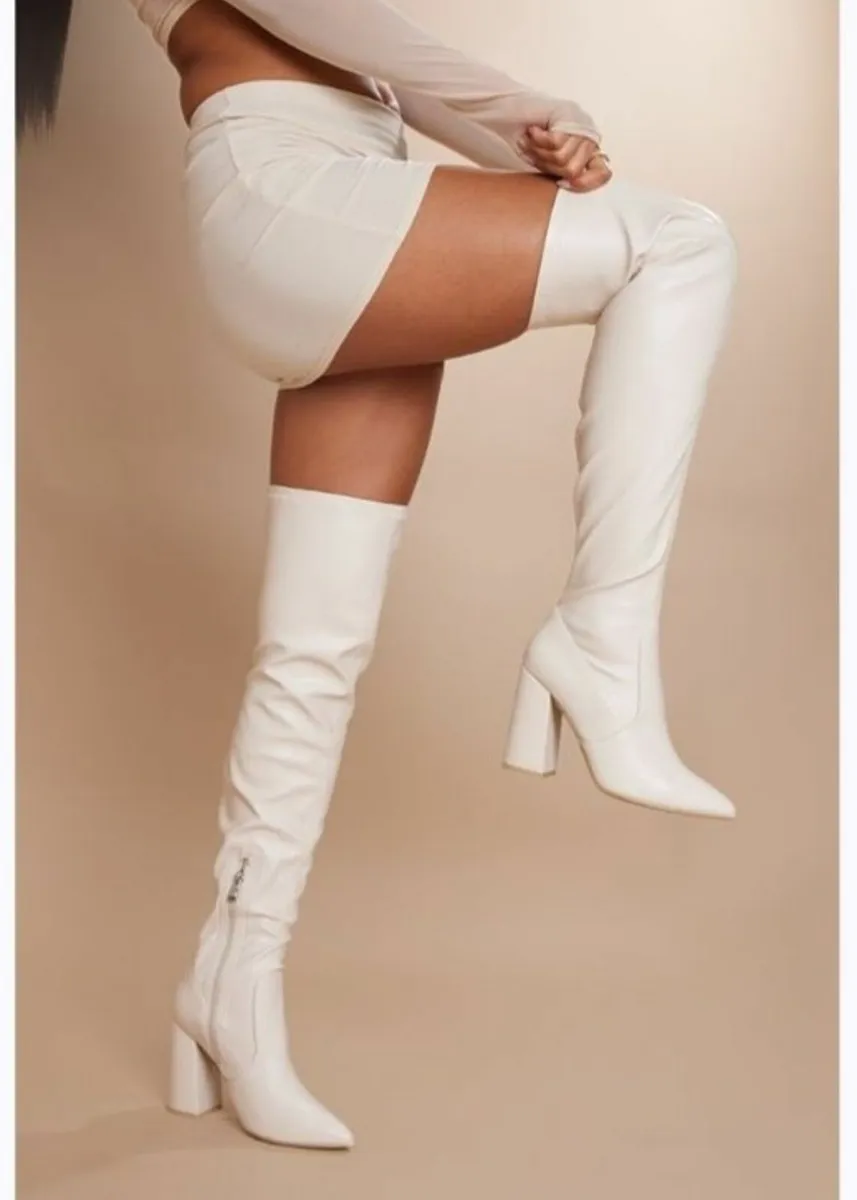 White Thigh High Boots