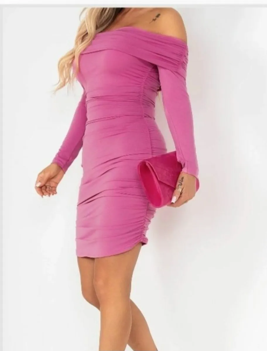 Pink Bardot Dress