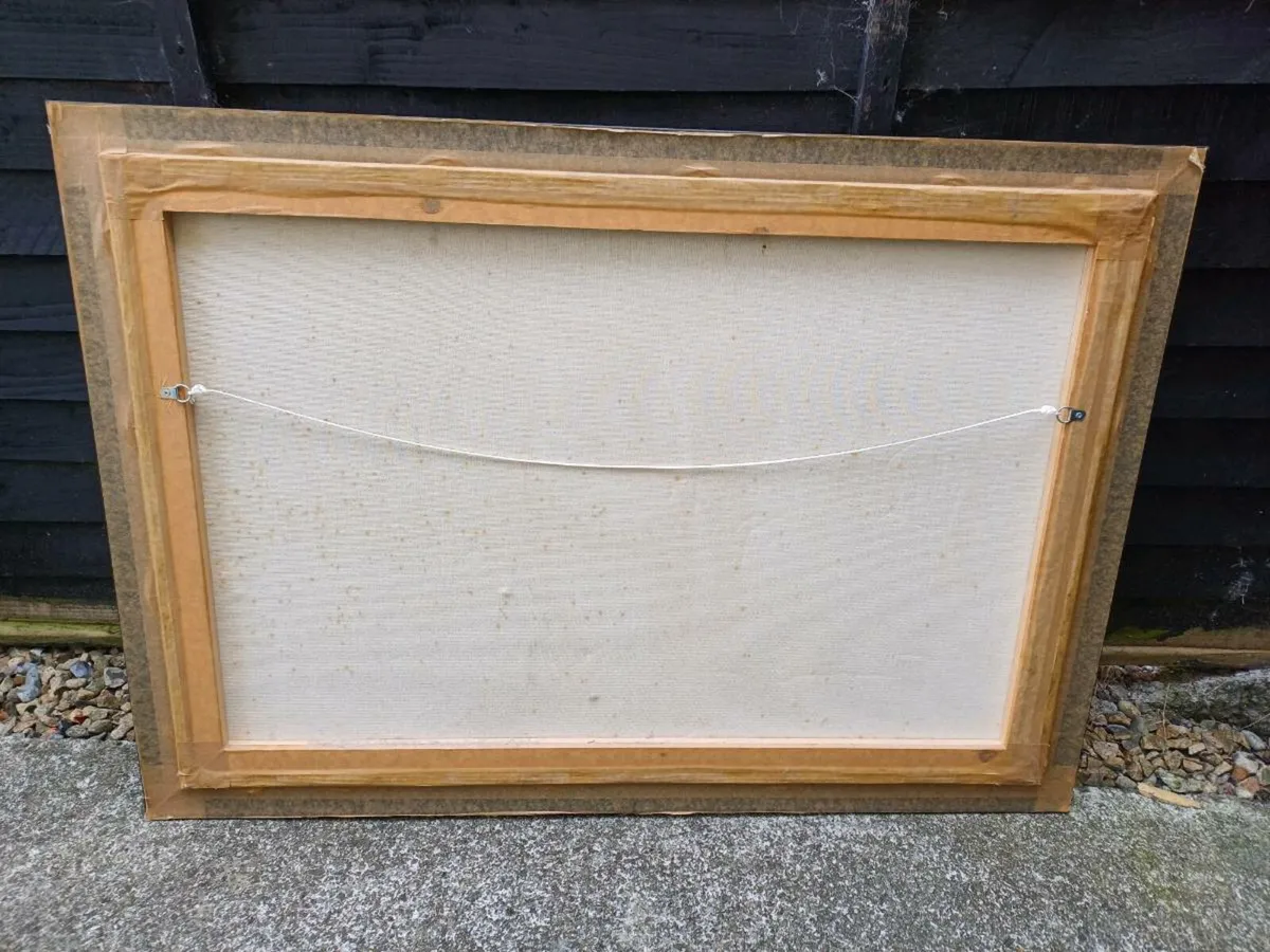 Large Vintage Oil on Canvas Painting - Image 4