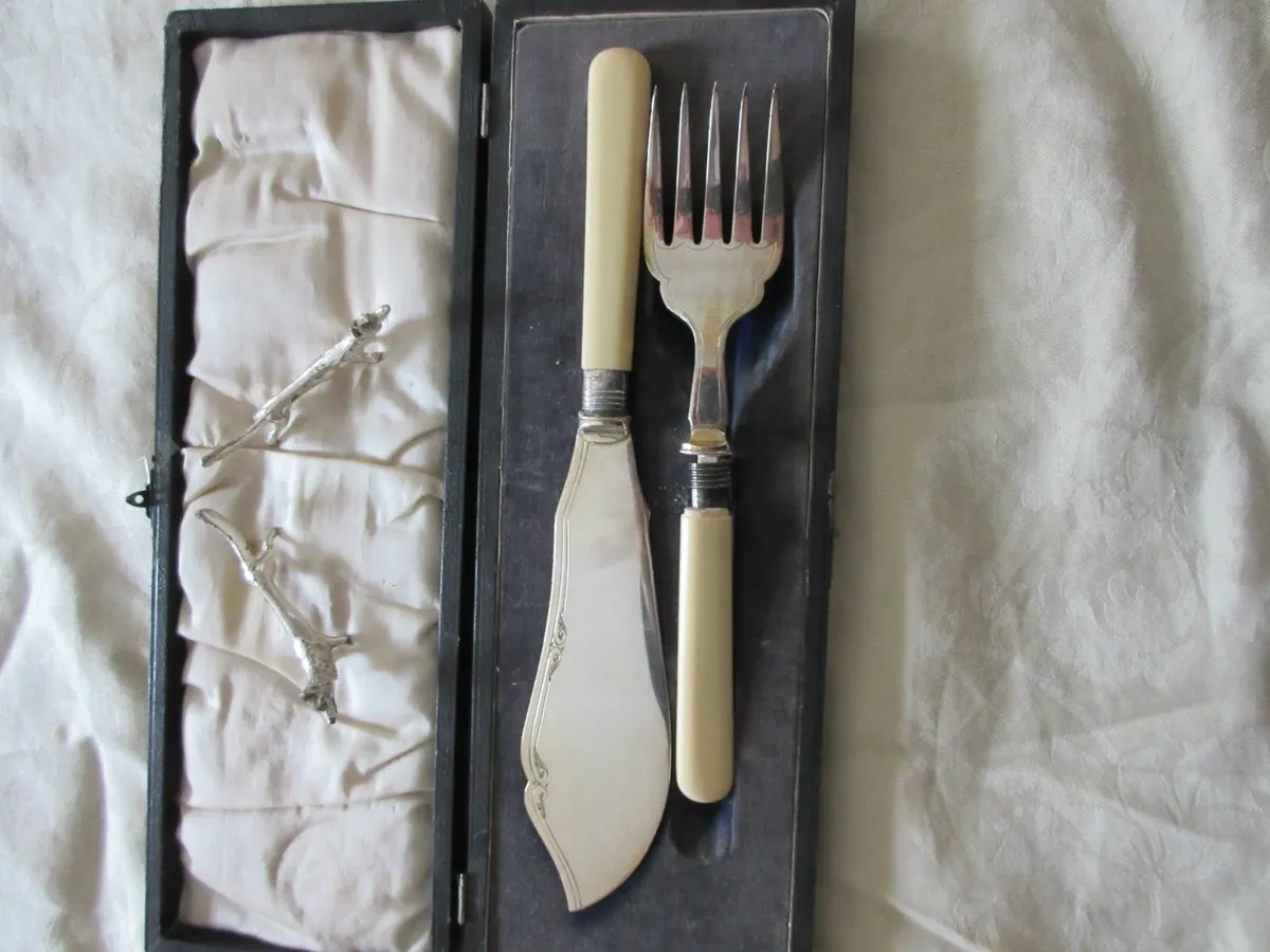 Vintage silver plated fish set - Image 2