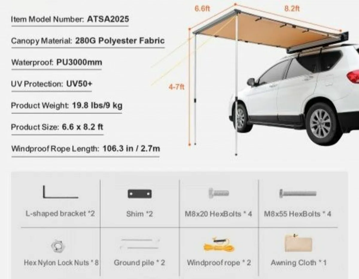 Camper Awning Waterproof Alluminium non-rust ASNEW - Image 2