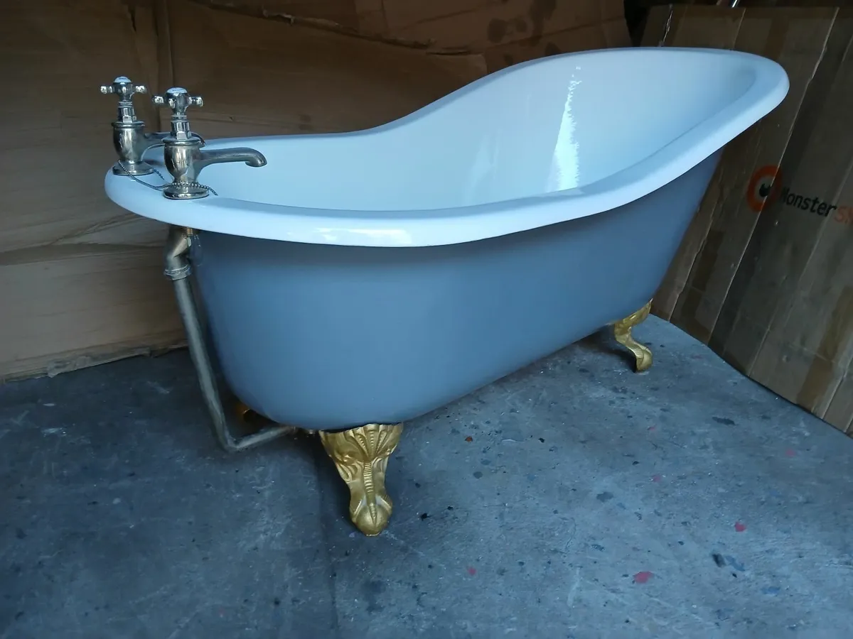 cast iron slipper bath & taps - Image 1