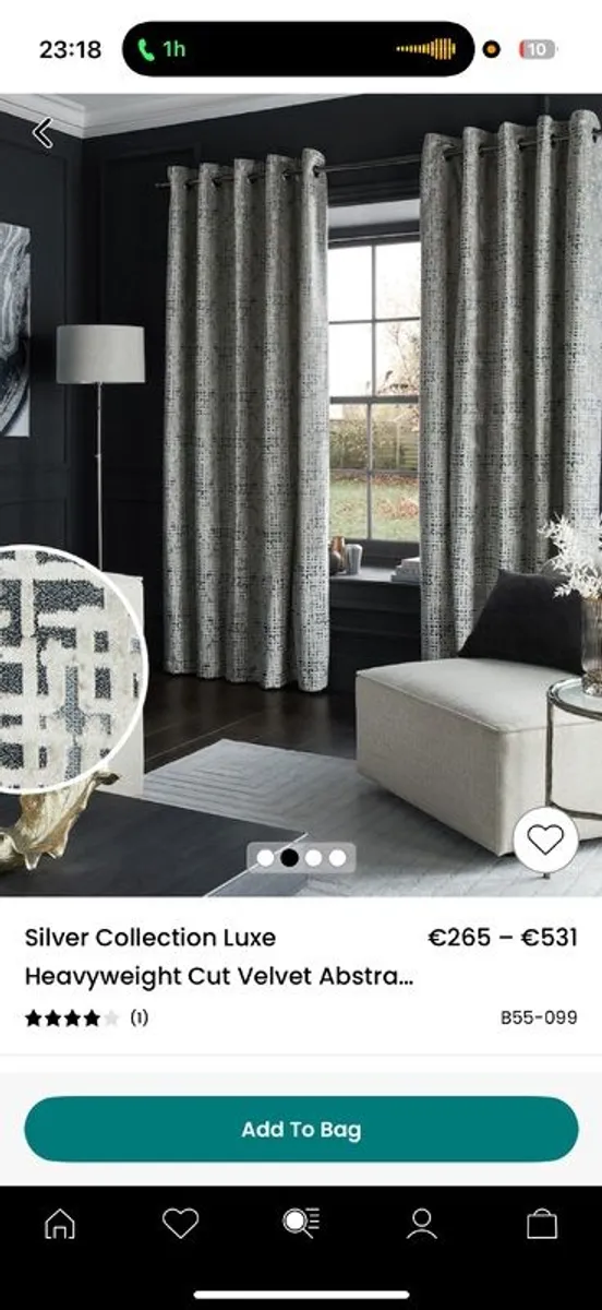 90x90 curtains silver and white and grey - Image 2