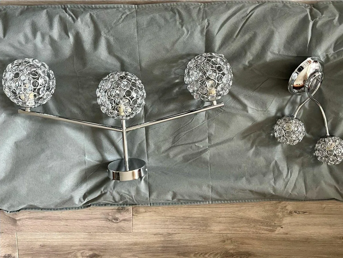 New-3 Light Chrome Ceiling Fitting + 2 Wall Lights - Image 2