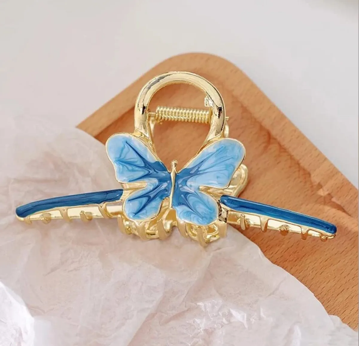 Large Metal Enamel Hair Claw Clip with Butterfly D - Image 1
