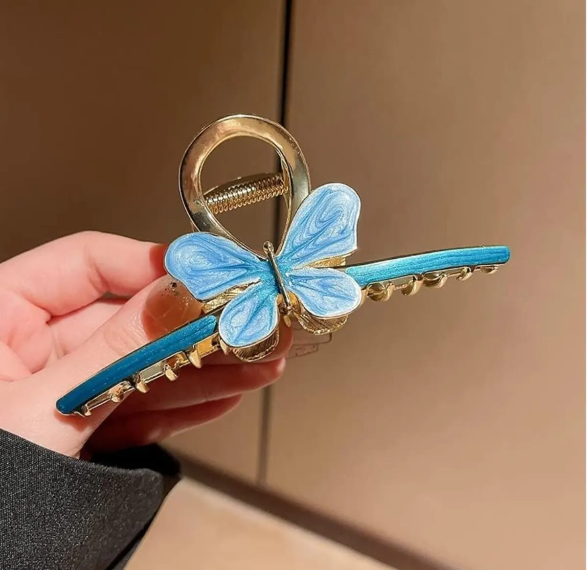Large Metal Enamel Hair Claw Clip with Butterfly D - Image 2