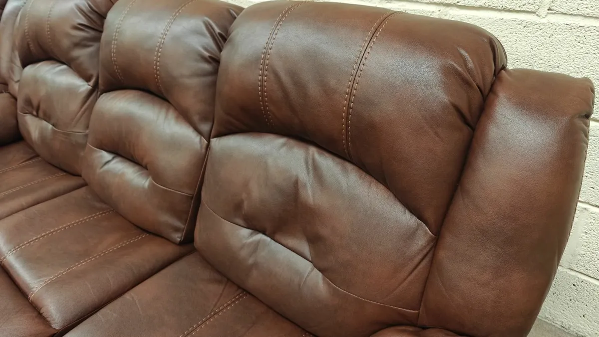3+2 Brown Leather Recliner Suite - Image 2