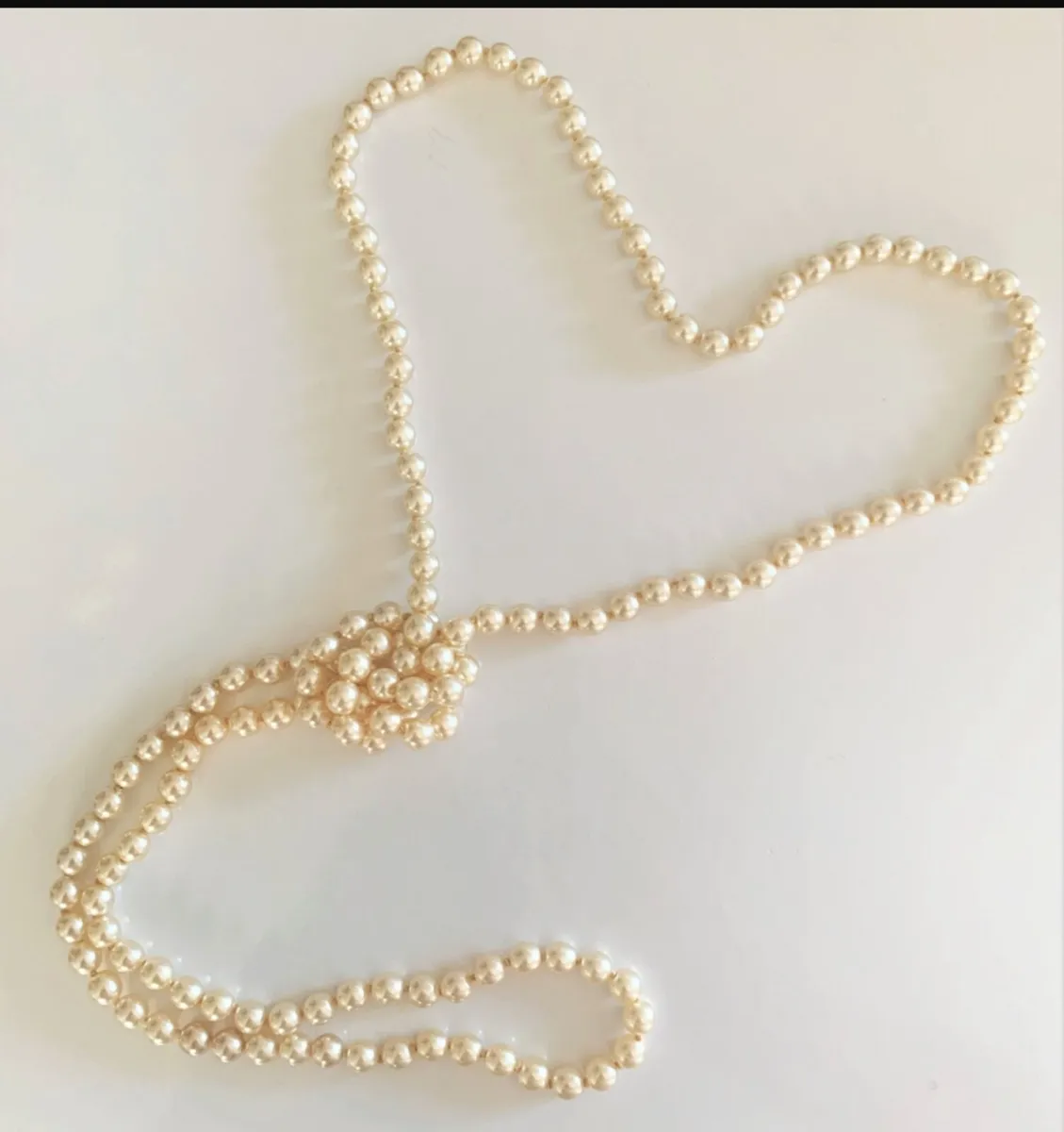 Vintage Faux Pearl Necklace – Elegant Long Strand - Image 1