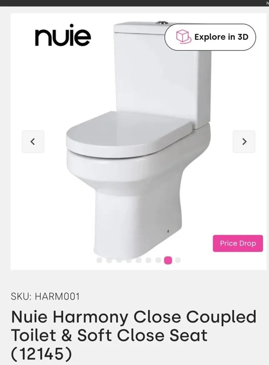 Bathoom: Harmony Close Coupled Toilet & Soft Close Seat - Image 1