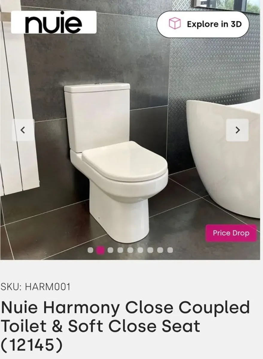 Bathoom: Harmony Close Coupled Toilet & Soft Close Seat - Image 3