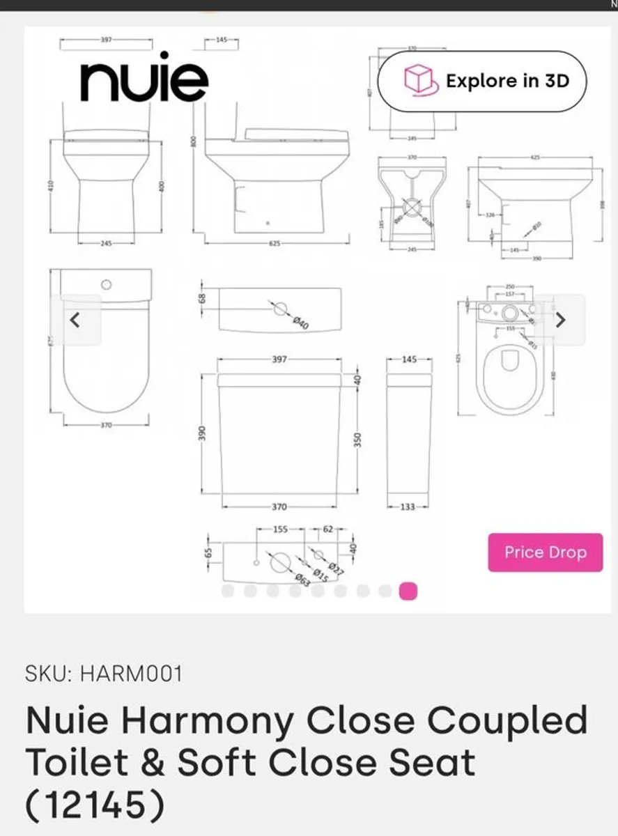 Bathoom: Harmony Close Coupled Toilet & Soft Close Seat - Image 4