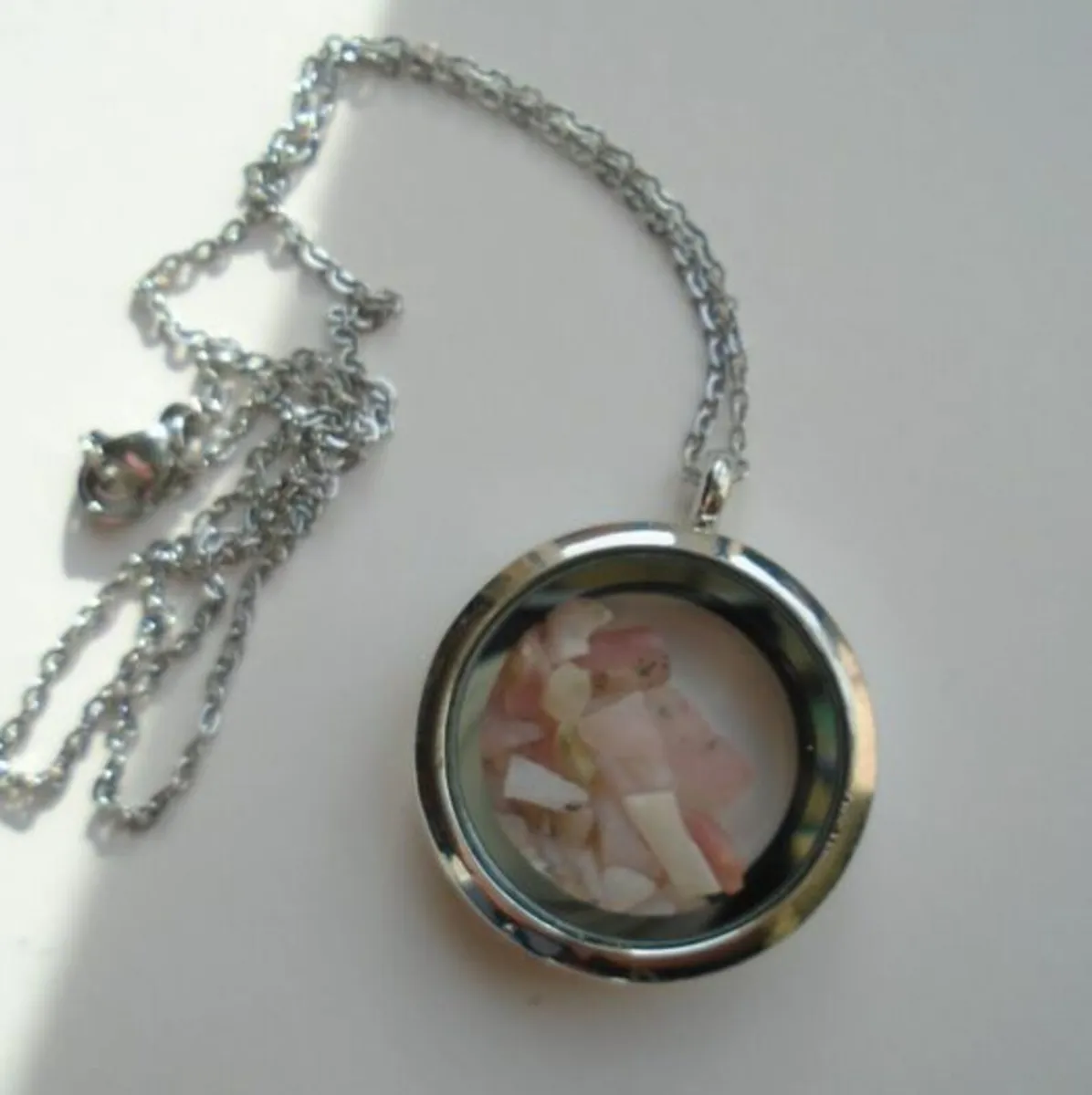 Pink Opal necklace.Floating locket,Jewellery,Gift - Image 1