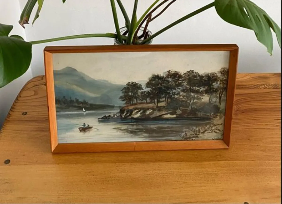 Vintage Teak Framed Paintings x 2 - Image 2