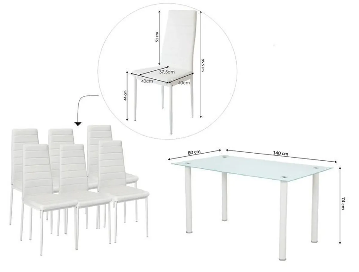 Modern Glass Dining Table Set Seats 6 FREE Delivery - Image 2