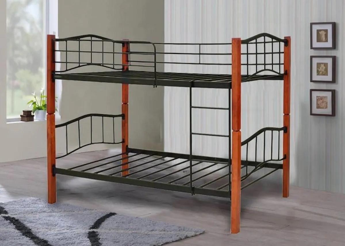 Metal & Wood Bunk Bed convertible 2 single beds - Image 1
