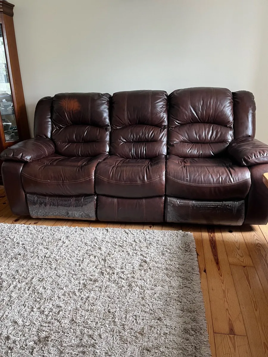 Brown leather couch