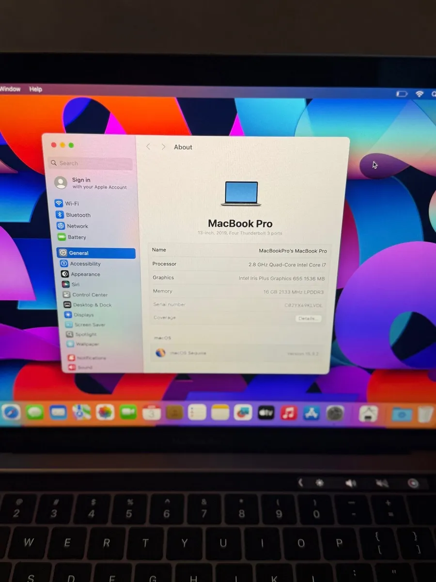 MacBook Pro 13" 2019 i7/16GB/512SSd/943c - Image 2
