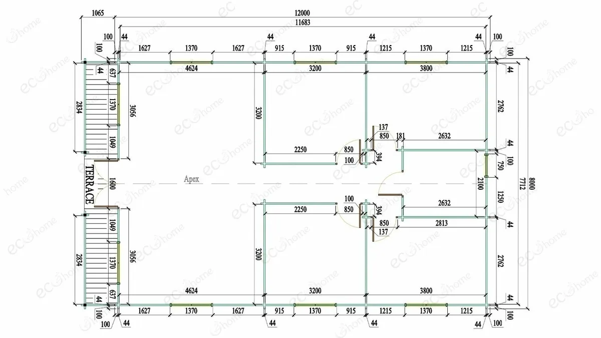 ECOHOME Log Cabins Eco 4 Bed B 8m x 13.5m Modular - Image 3