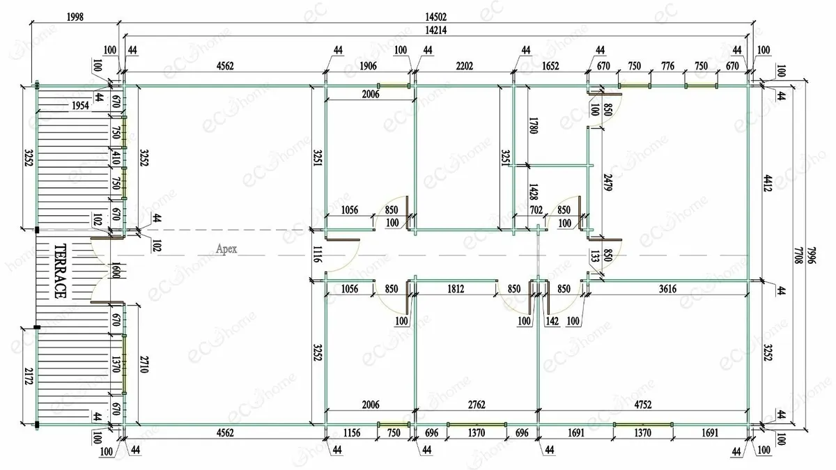 ECOHOME Log Cabins 4 Bed Darren 8m x 16.5m Modular - Image 4