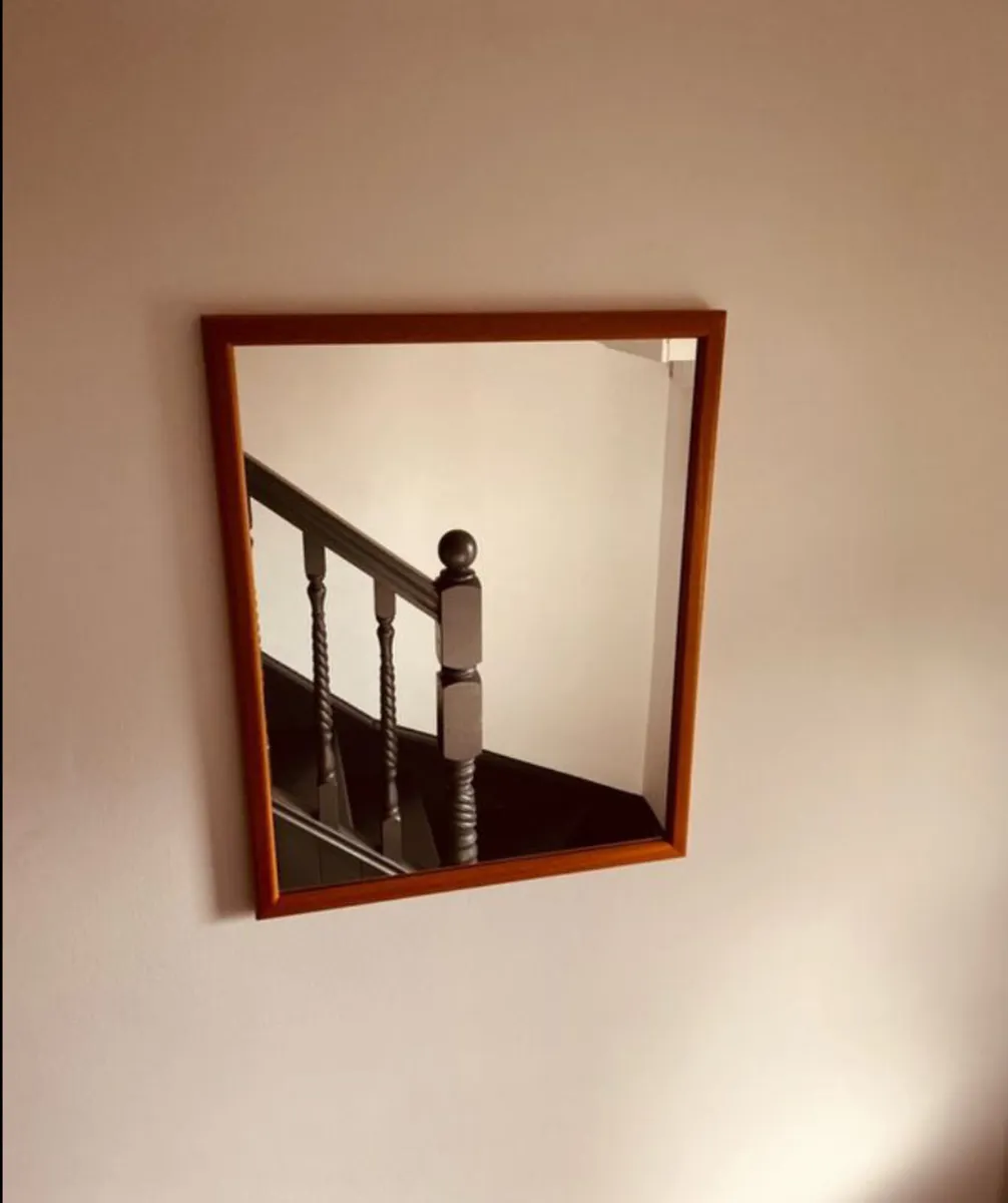 Mid Century GPlan Style Mirror 69 x 55cm - Image 3