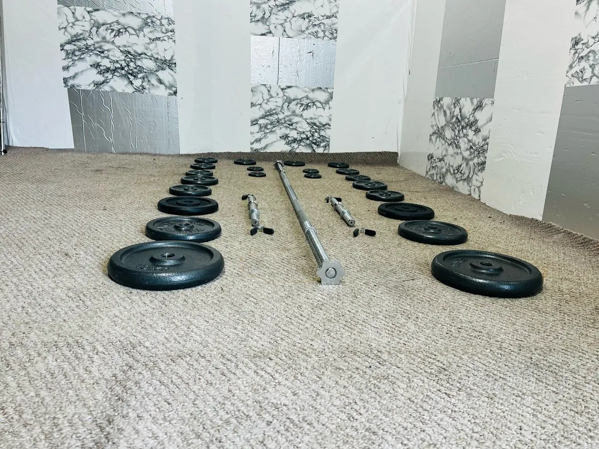 MATEL WEIGHTS SET BARBELL DUMBBELLS, - Image 2