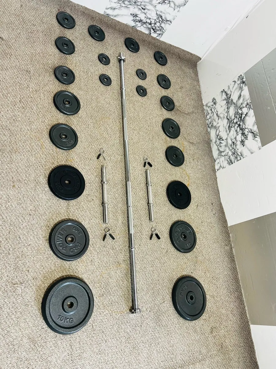 MATEL WEIGHTS SET BARBELL DUMBBELLS, - Image 3