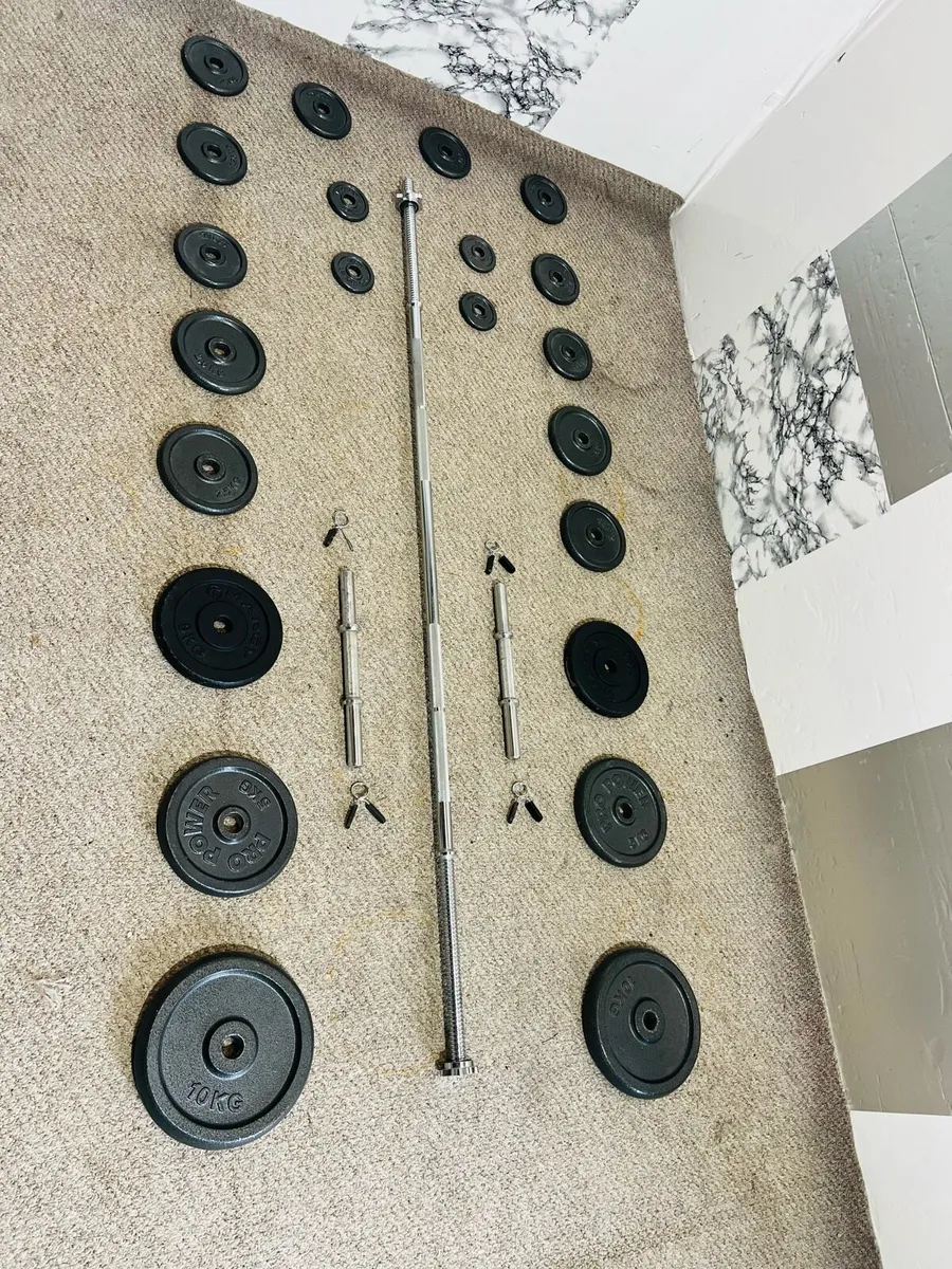 MATEL WEIGHTS SET BARBELL DUMBBELLS, - Image 4