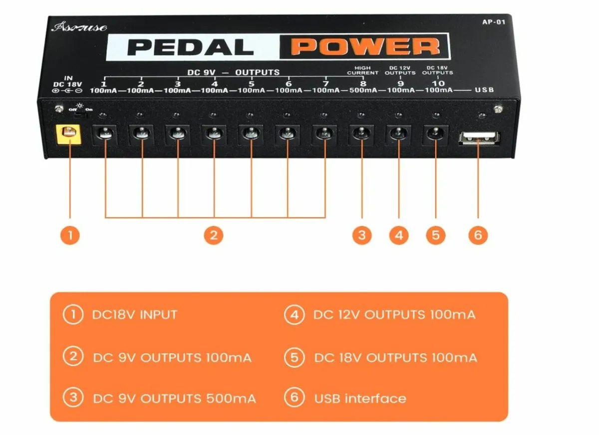 Asmuse Guitar Isolated Pedal Power Supply