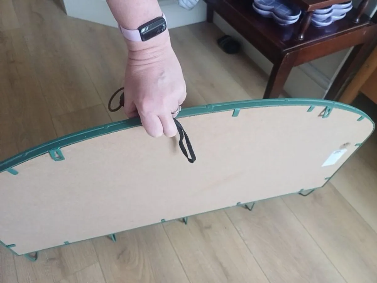 green mirror with shelf and hooks for hanging - Image 3