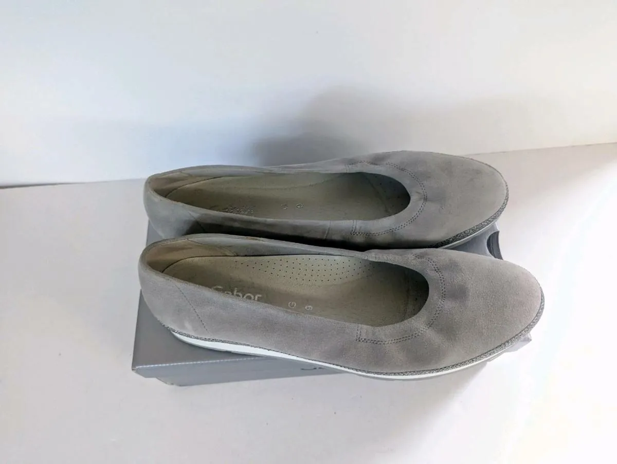 Gray Gabor Pumps UK 9/ EU 42 Velour Leather - Image 3