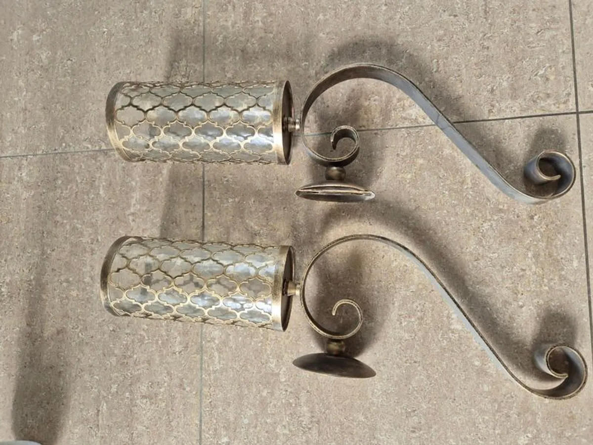 Gold/Bronze Wall Mounted Candle Holders - Image 1