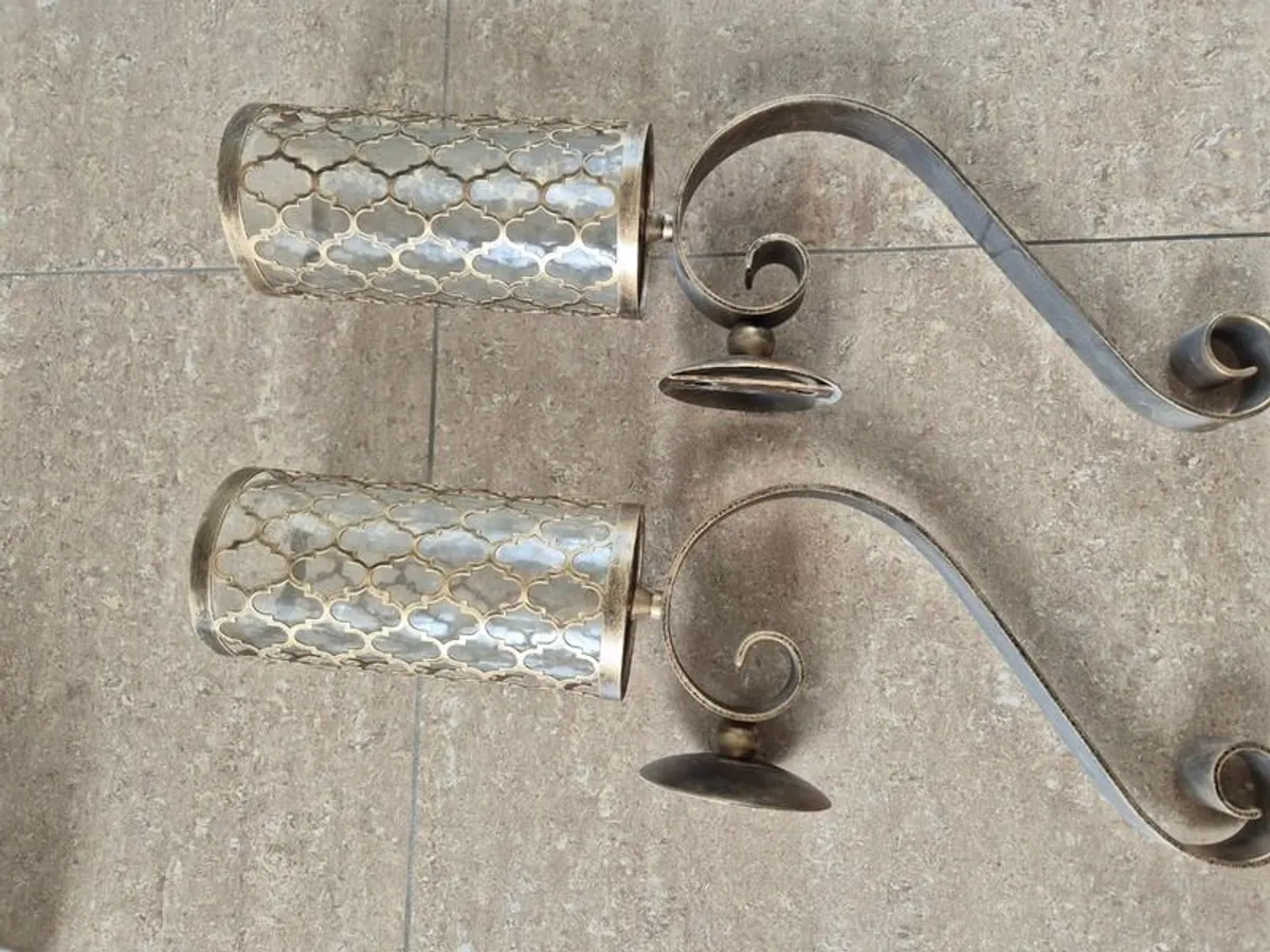 Gold/Bronze Wall Mounted Candle Holders - Image 3