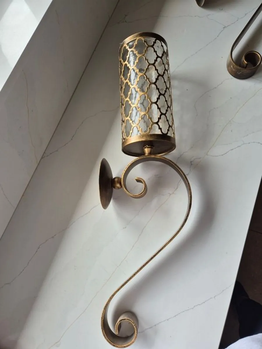 Gold/Bronze Wall Mounted Candle Holders - Image 4