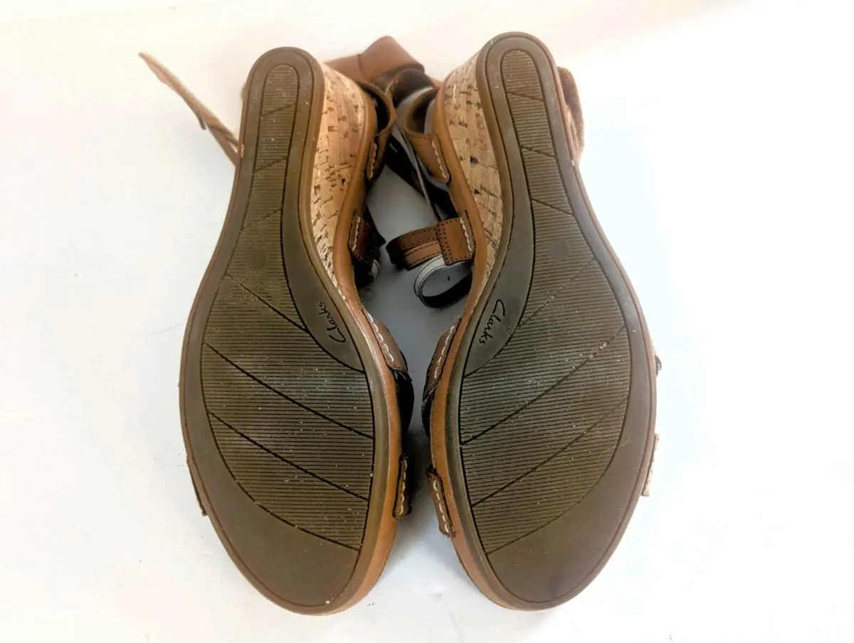 CLARKS Leather wedged Sandals UK 9 - Image 3
