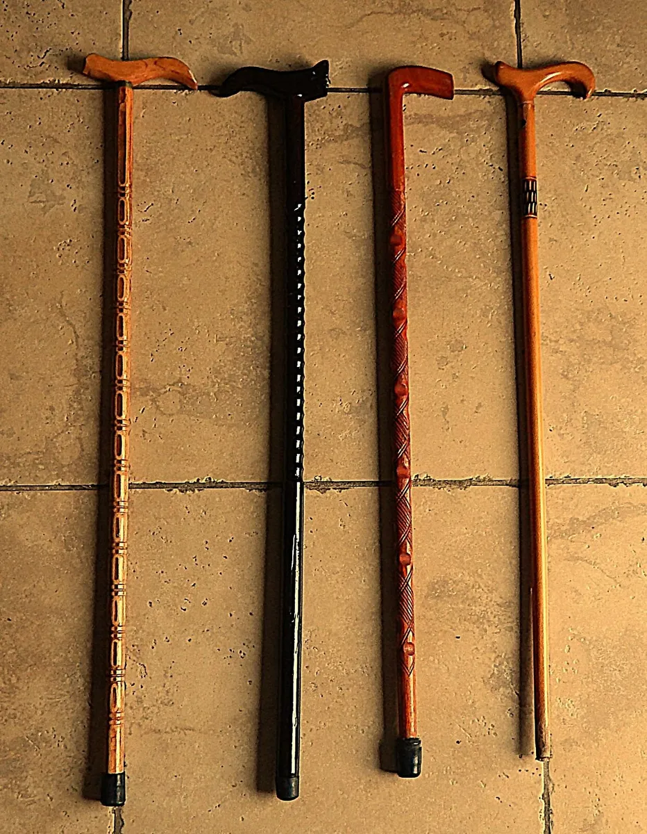 Selection of 4 Hand Crafted Walking Sticks - Image 1