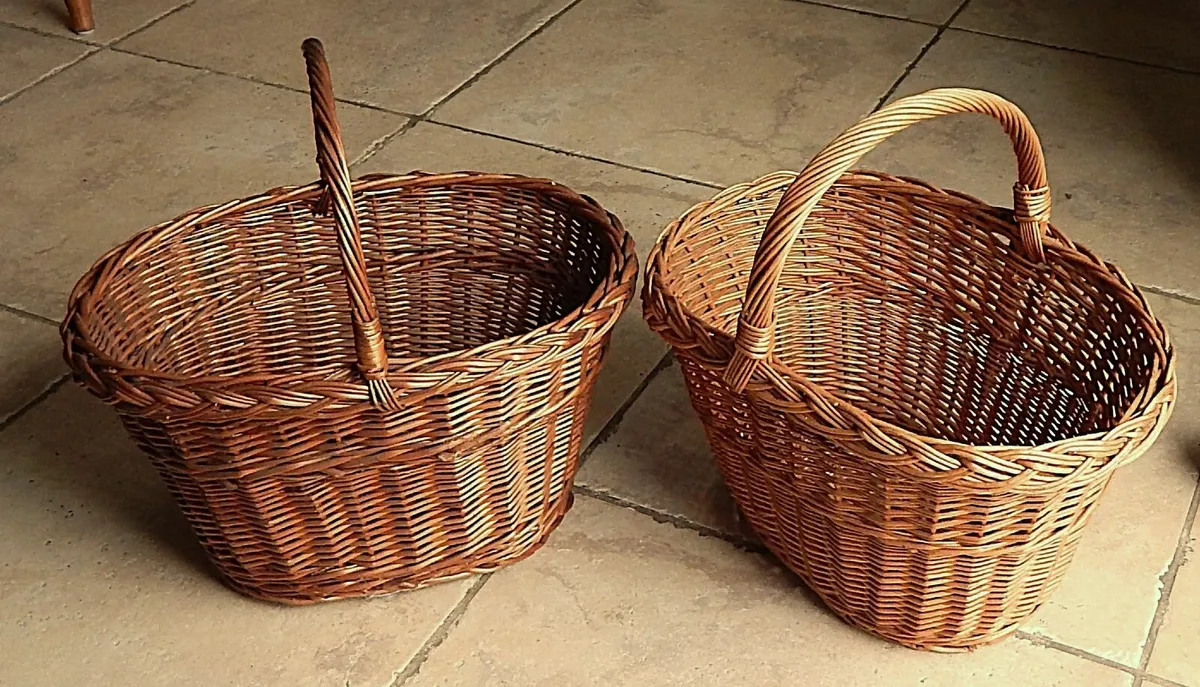 2 Wicker Shopping Baskets - Image 1