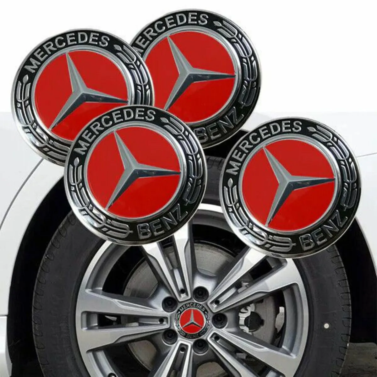 Mercedes Centre Caps (RED) FREE POST - Image 4