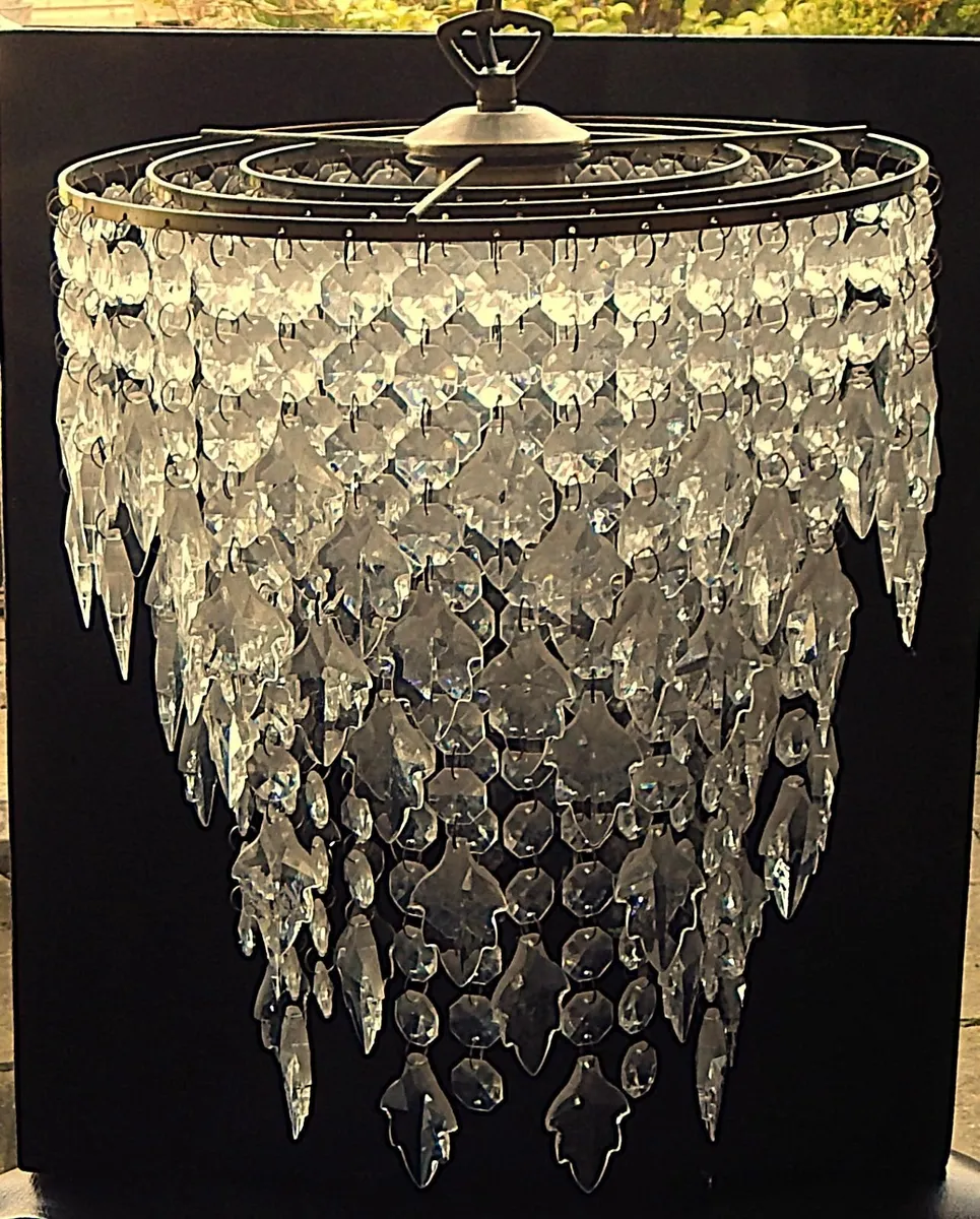 3-Tiered Acrylic Bead Chandelier, Metal Chain - Image 4