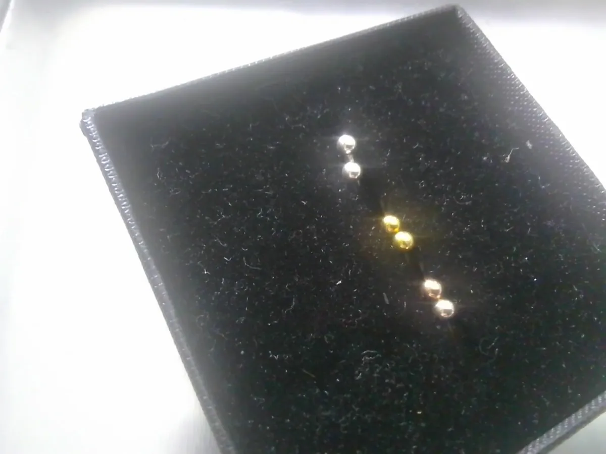 STERLING SILVER 3 PAIRS  OF BALL STUD EARRINGS - Image 2
