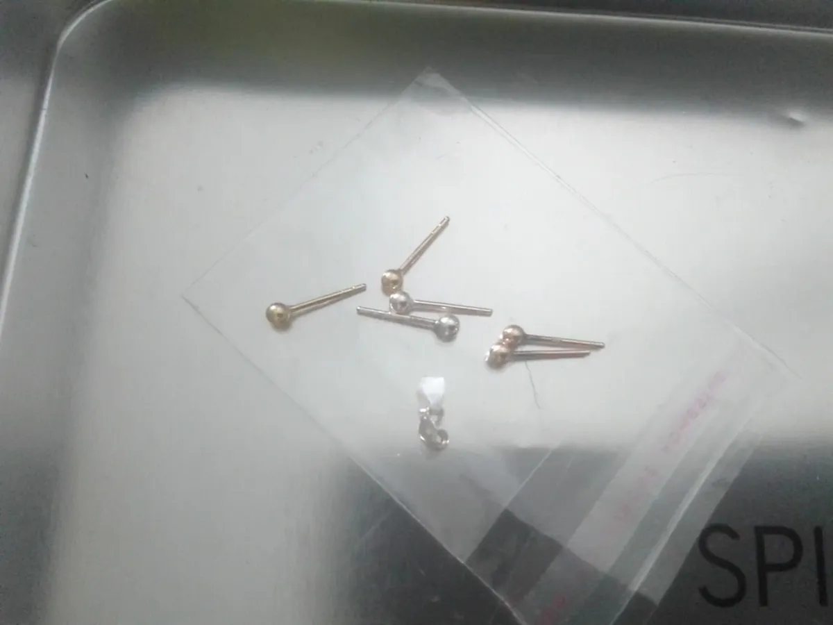STERLING SILVER 3 PAIRS  OF BALL STUD EARRINGS - Image 3