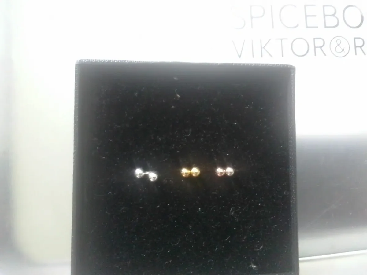STERLING SILVER 3 PAIRS  OF BALL STUD EARRINGS - Image 1