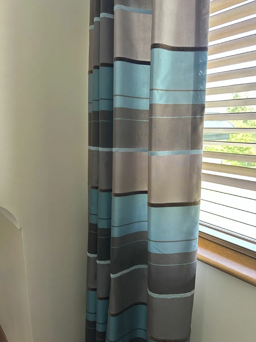 2 Sets of 66 x 90 curtains, poles and tiebacks - Image 1