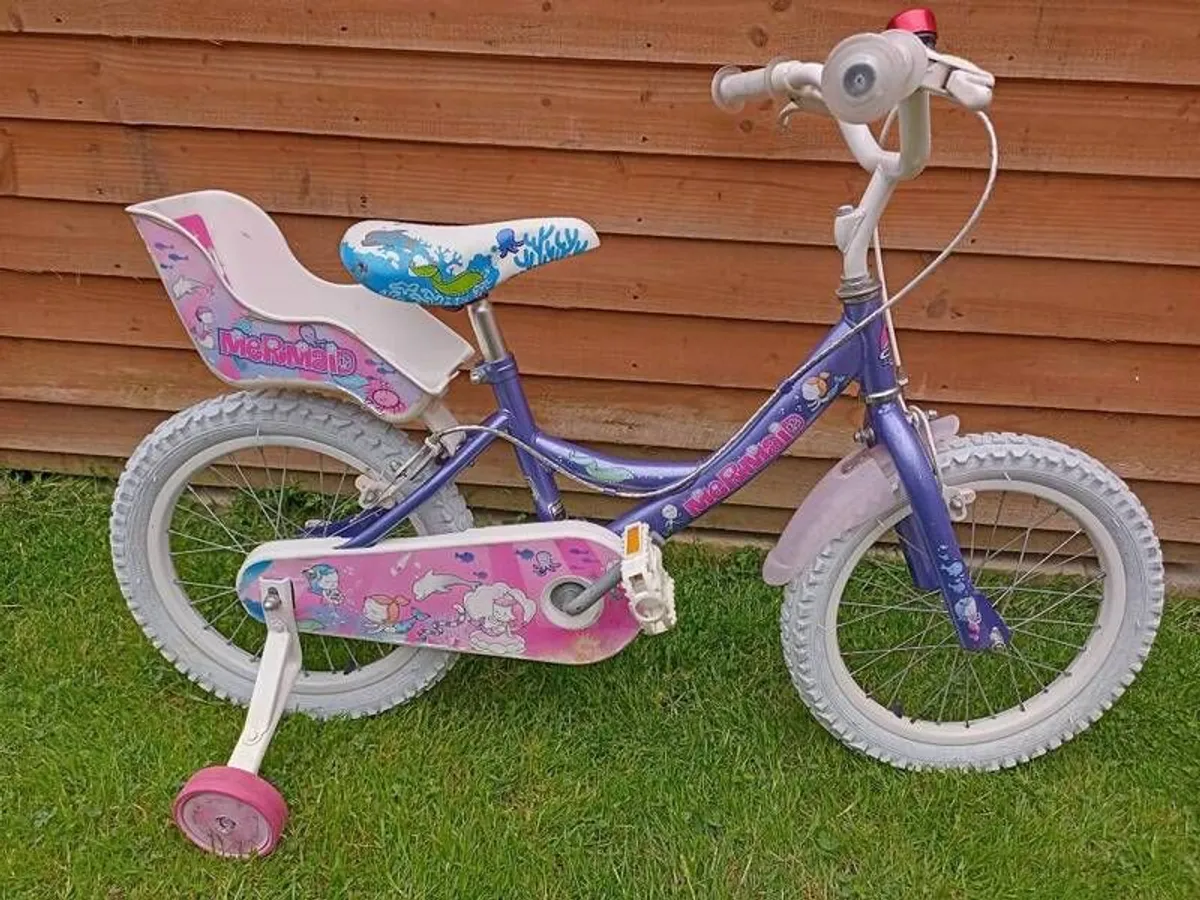 kids mermaid bike size 16 inch wheels - Image 1