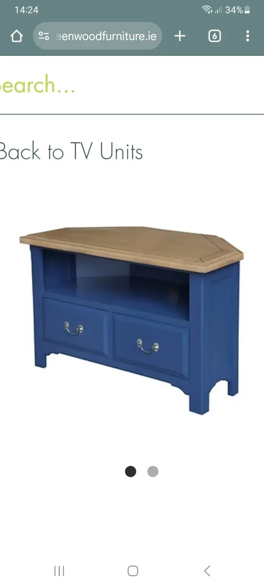 Marine Blue and Oak TV stand - Image 2
