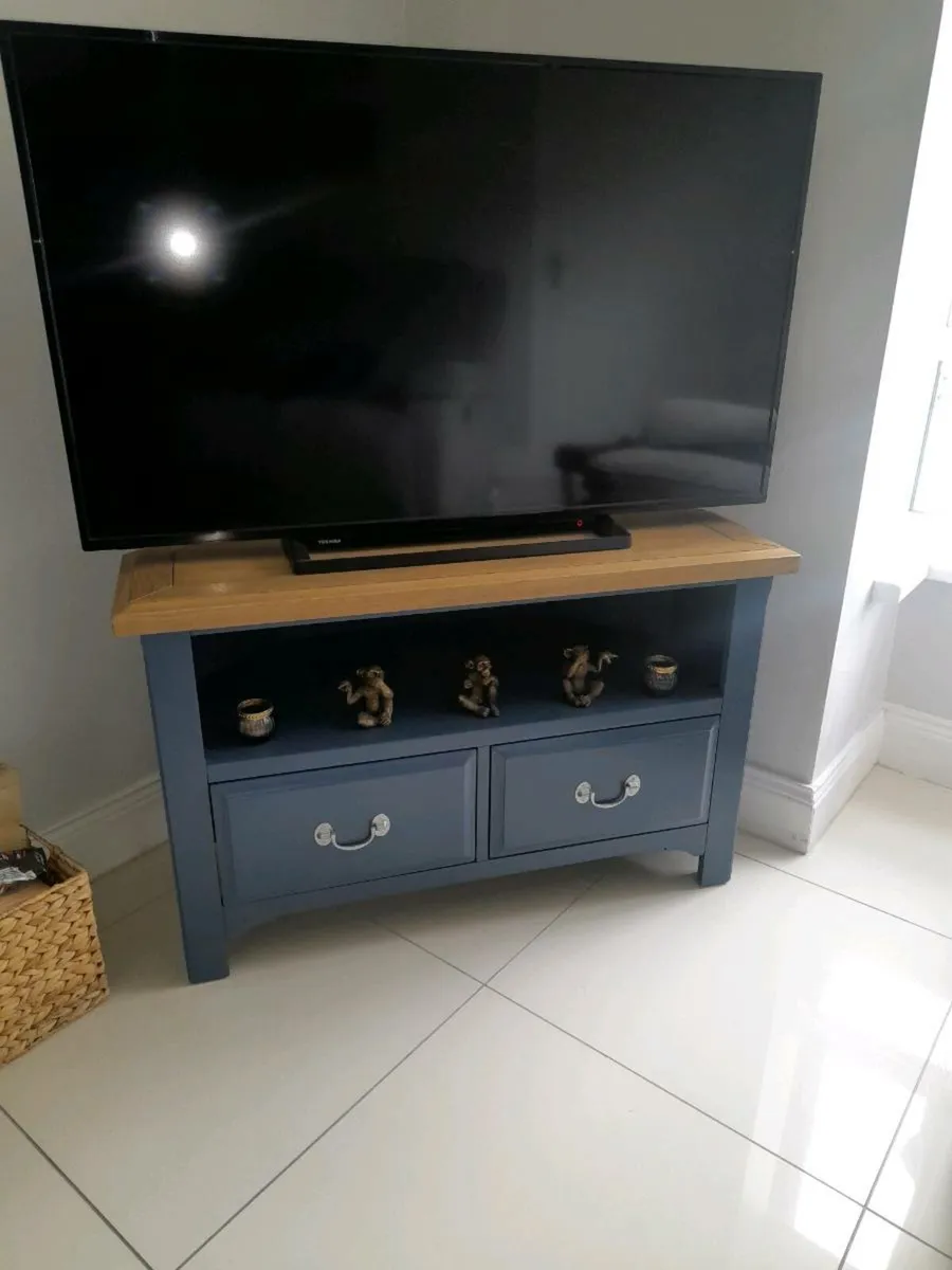 Marine Blue and Oak TV stand - Image 3