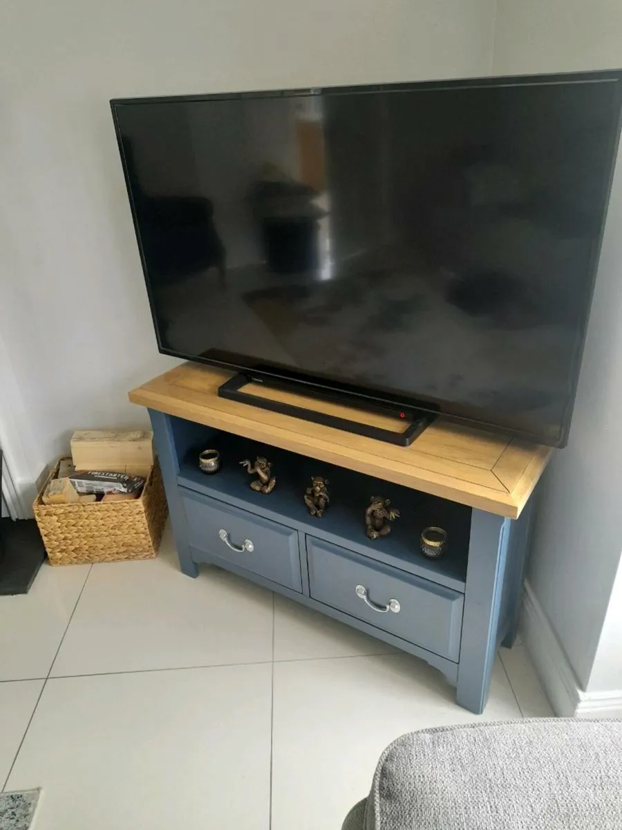 Marine Blue and Oak TV stand - Image 1