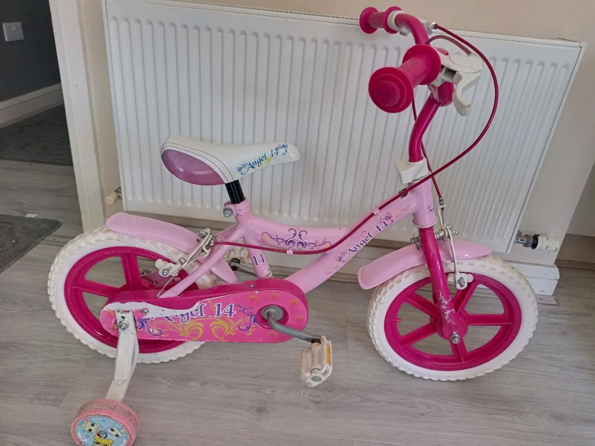 Kids angel bike size 14 inch wheels. - Image 1