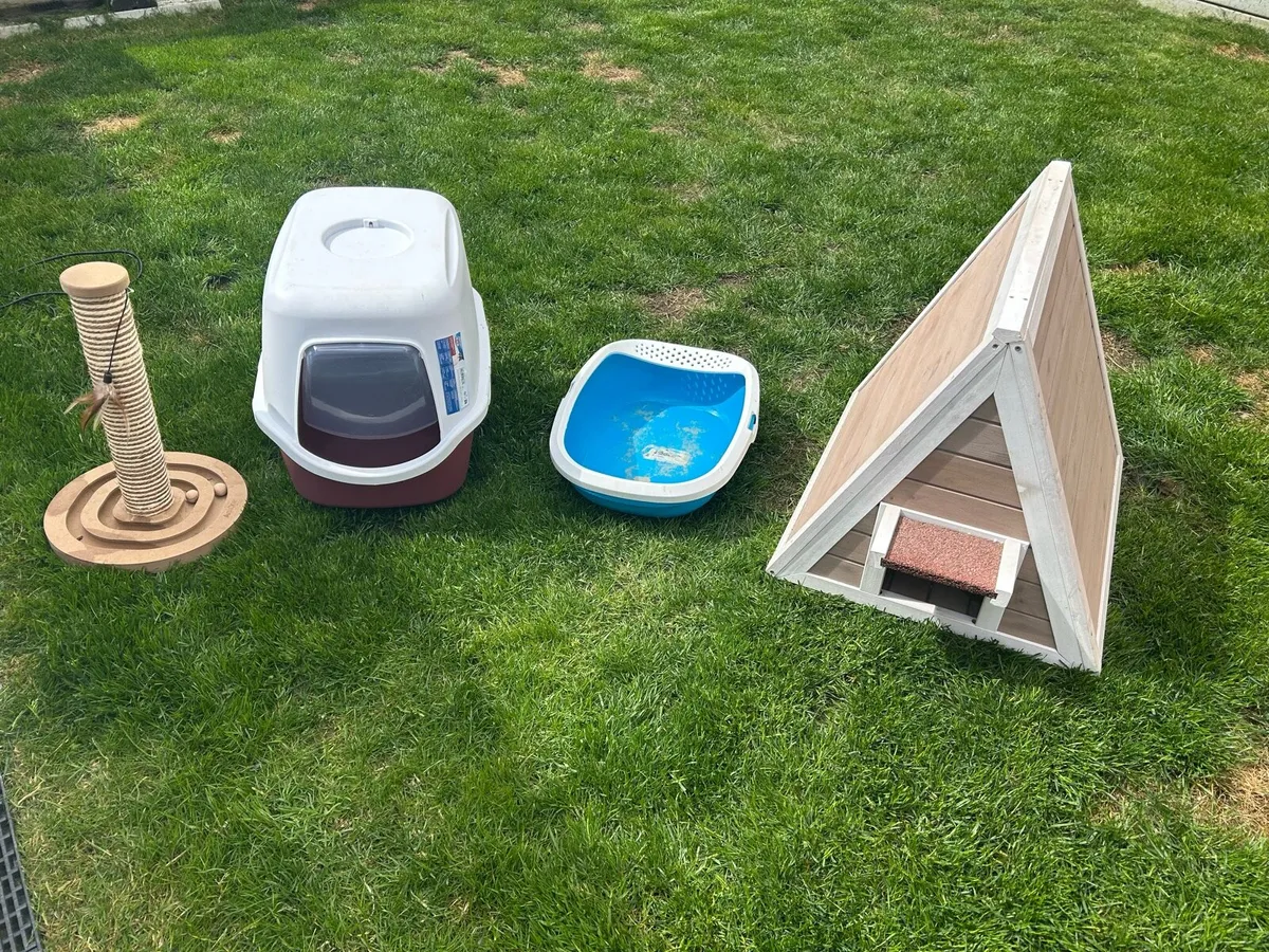 Cat house/litter trays etc