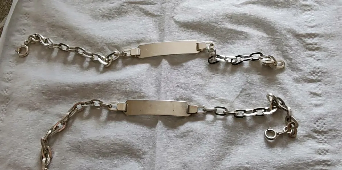 2 retro sterling silver identity bracelets - Image 1