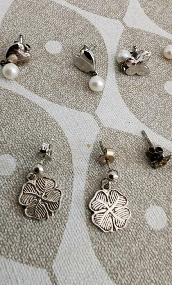 5 pr sterling silver stud earrings - Image 2